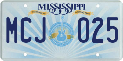 MS license plate MCJ025
