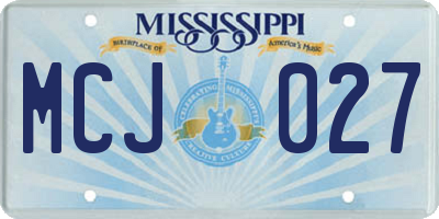 MS license plate MCJ027