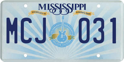 MS license plate MCJ031