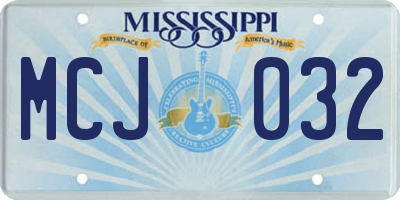 MS license plate MCJ032