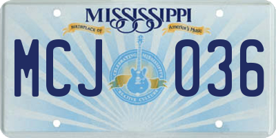 MS license plate MCJ036