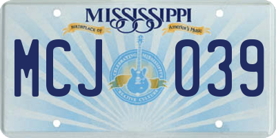 MS license plate MCJ039