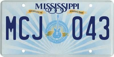 MS license plate MCJ043