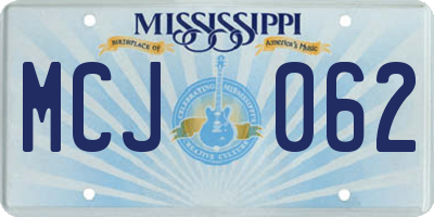 MS license plate MCJ062
