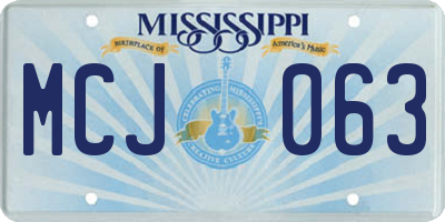 MS license plate MCJ063