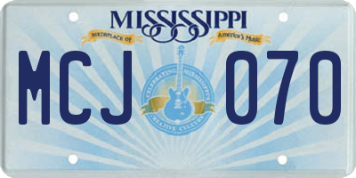 MS license plate MCJ070