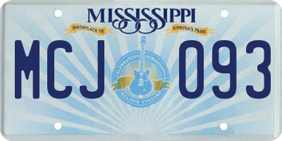 MS license plate MCJ093