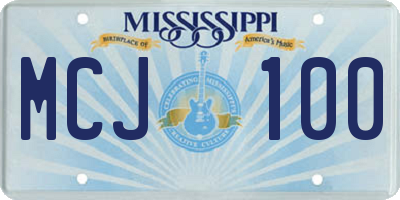 MS license plate MCJ100