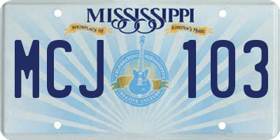 MS license plate MCJ103