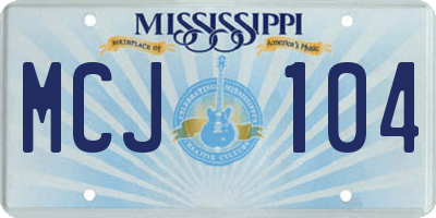 MS license plate MCJ104