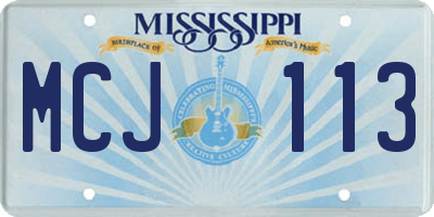 MS license plate MCJ113