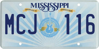 MS license plate MCJ116