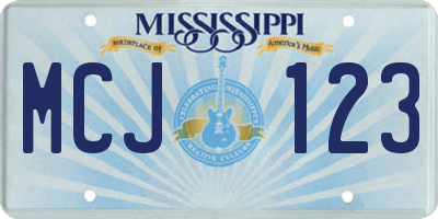 MS license plate MCJ123