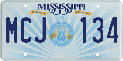 MS license plate MCJ134