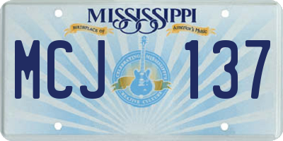 MS license plate MCJ137