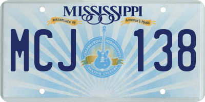 MS license plate MCJ138