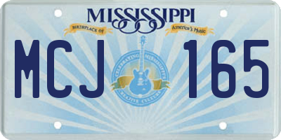 MS license plate MCJ165