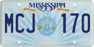 MS license plate MCJ170
