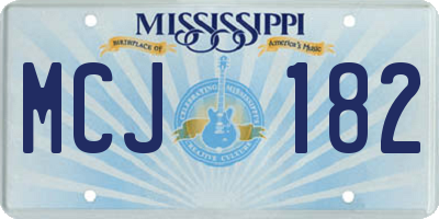 MS license plate MCJ182