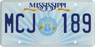 MS license plate MCJ189