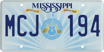 MS license plate MCJ194