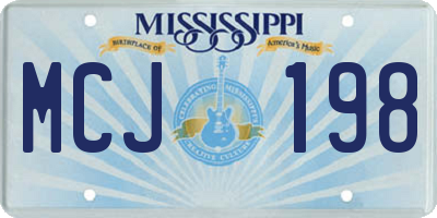 MS license plate MCJ198