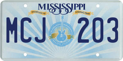 MS license plate MCJ203