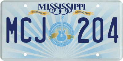 MS license plate MCJ204