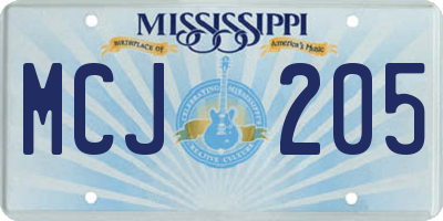 MS license plate MCJ205