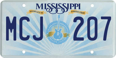 MS license plate MCJ207