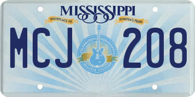 MS license plate MCJ208