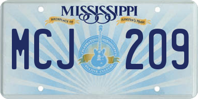 MS license plate MCJ209