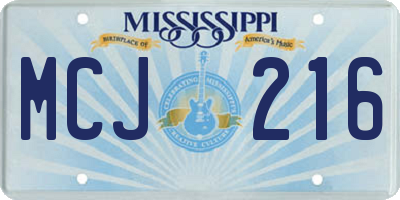 MS license plate MCJ216