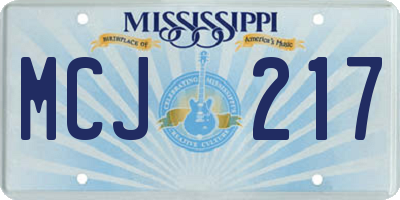 MS license plate MCJ217