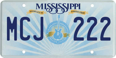MS license plate MCJ222