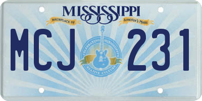 MS license plate MCJ231