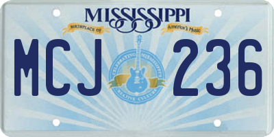 MS license plate MCJ236