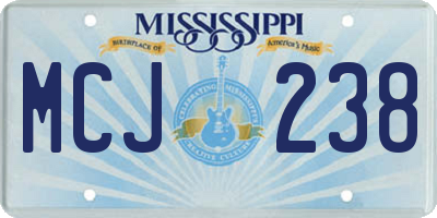 MS license plate MCJ238