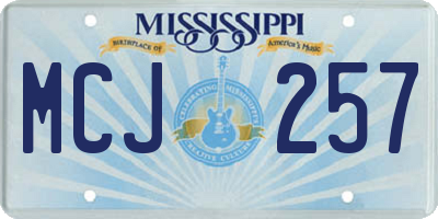 MS license plate MCJ257