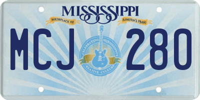 MS license plate MCJ280