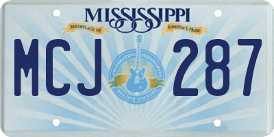 MS license plate MCJ287
