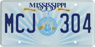 MS license plate MCJ304