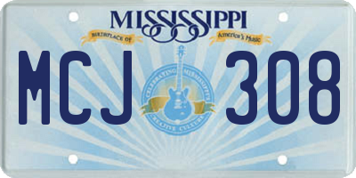 MS license plate MCJ308