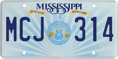 MS license plate MCJ314