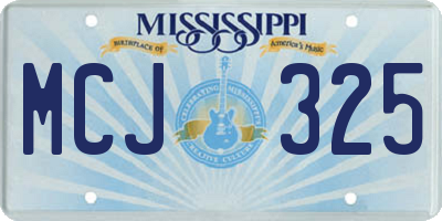 MS license plate MCJ325