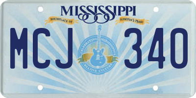 MS license plate MCJ340
