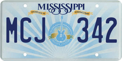 MS license plate MCJ342