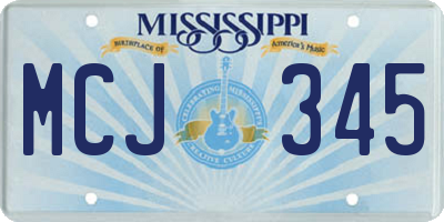 MS license plate MCJ345