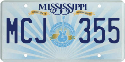 MS license plate MCJ355