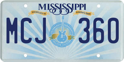 MS license plate MCJ360